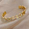 Elegant White Shell Heart Bracelet Gold Plated Bangle for Women