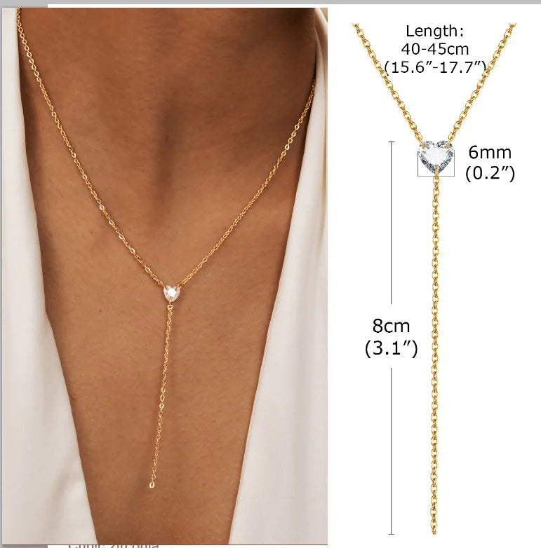 Elegant Lariat Necklace Y Shape Gold Plated Women Jewelry