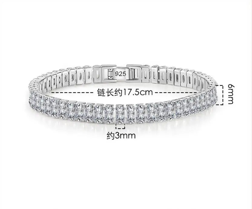 Elegant Moissanite Bracelet 18K Gold 925 Silver Women Jewelry