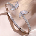 Elegant Gold Color Geometric Bangle with Sparkling Zircon Detail