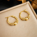 Elegant Hollow Circle Earrings Gold Stainless Steel Women 2024