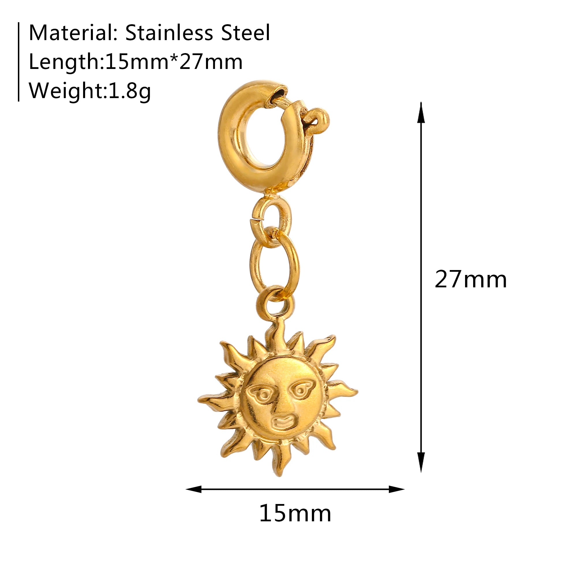 18K Gold Plated Charm Pendants Set Fish Bear Sun Butterfly DIY Jewelry