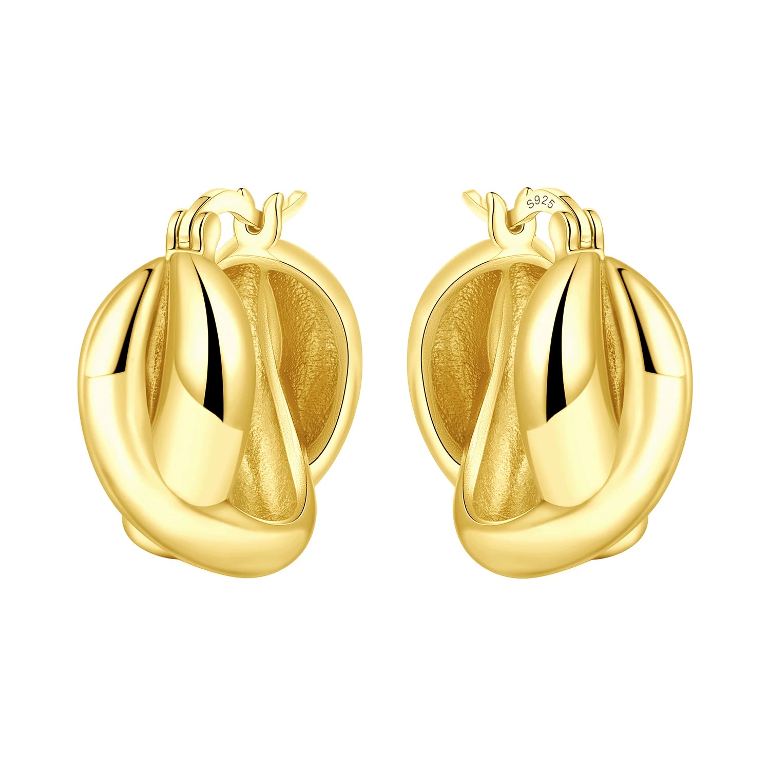 Elegant Gold Hoop Earrings 925 Silver Temperament Women