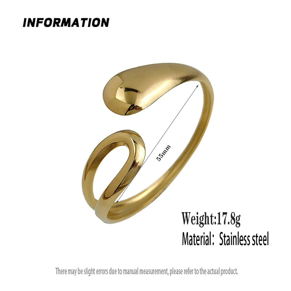 18K Gold Plated Water Drop Hollow Bracelet Stainless Steel Waterproof