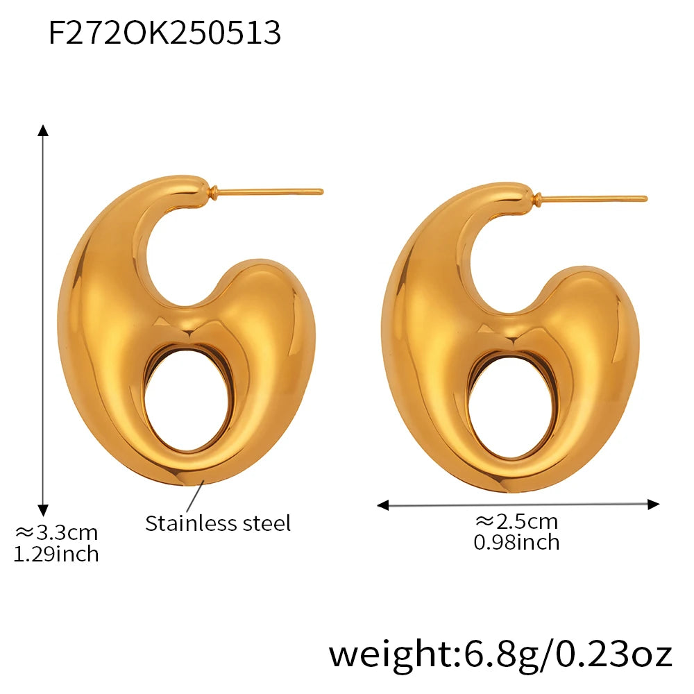 Modern Dangle Earrings Gold Plated Stainless Steel Waterproof