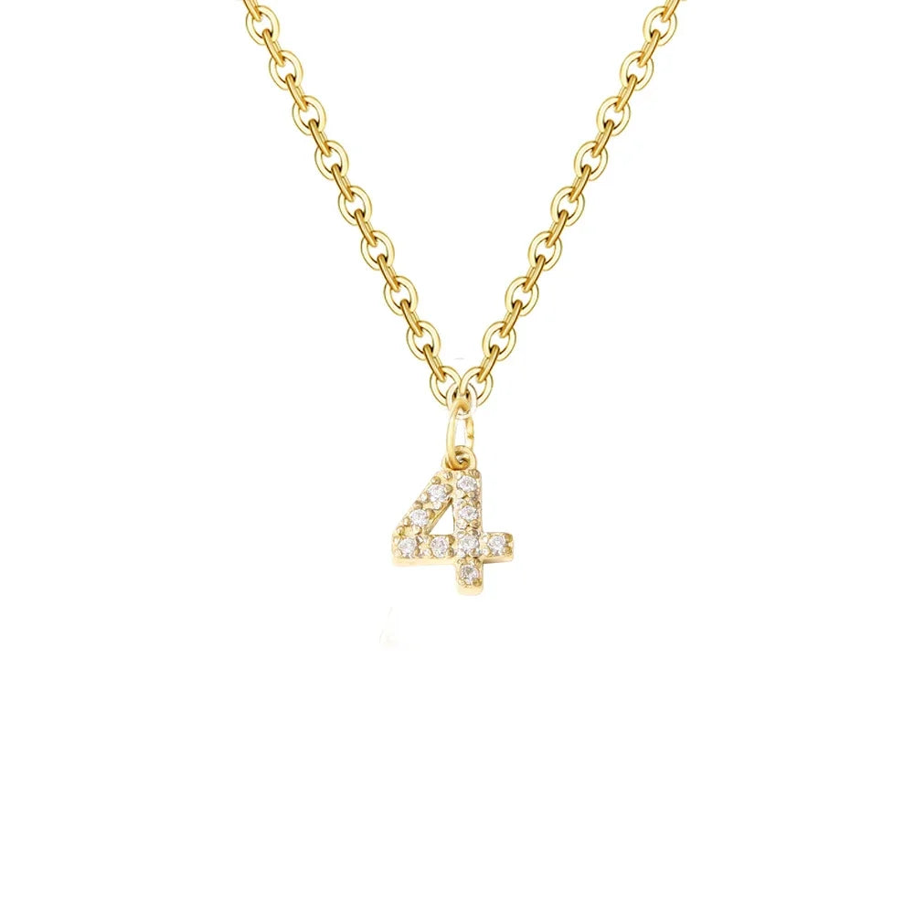 Gold Zircon Initial Necklace A-Z Stainless Steel Letter Pendant Women