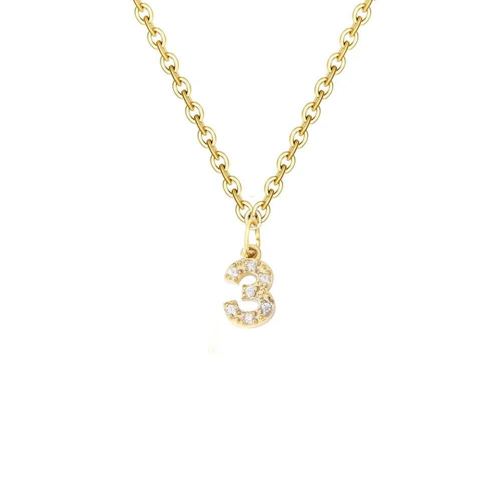 Gold Zircon Initial Necklace A-Z Stainless Steel Letter Pendant Women
