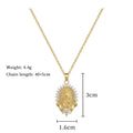 Religious Virgin Mary Flower Pendant Necklace Zircon Chain