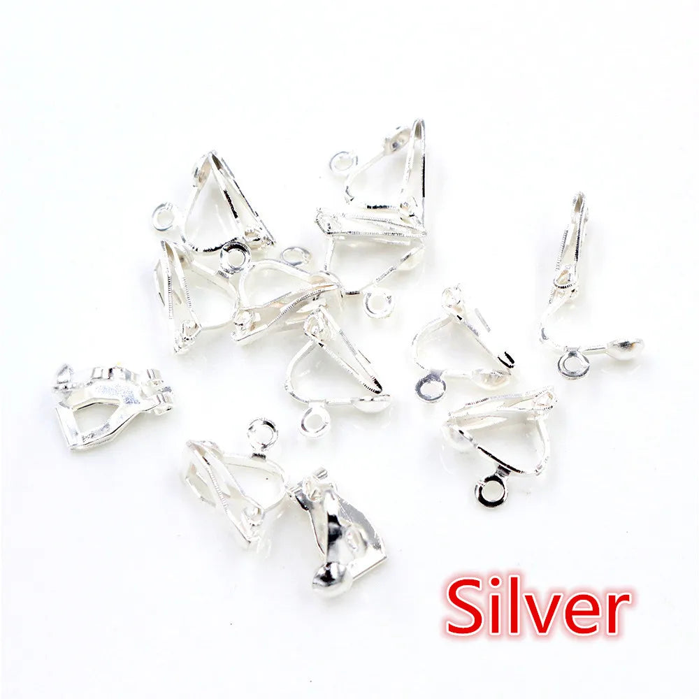 50pcs Plated Ear Clips 6 Colors DIY Earrings Findings Jewelry Parts