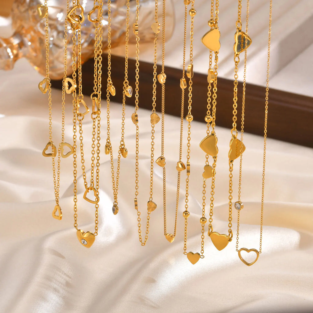 Minimalist Heart Chain Necklace Stackable Women Jewelry