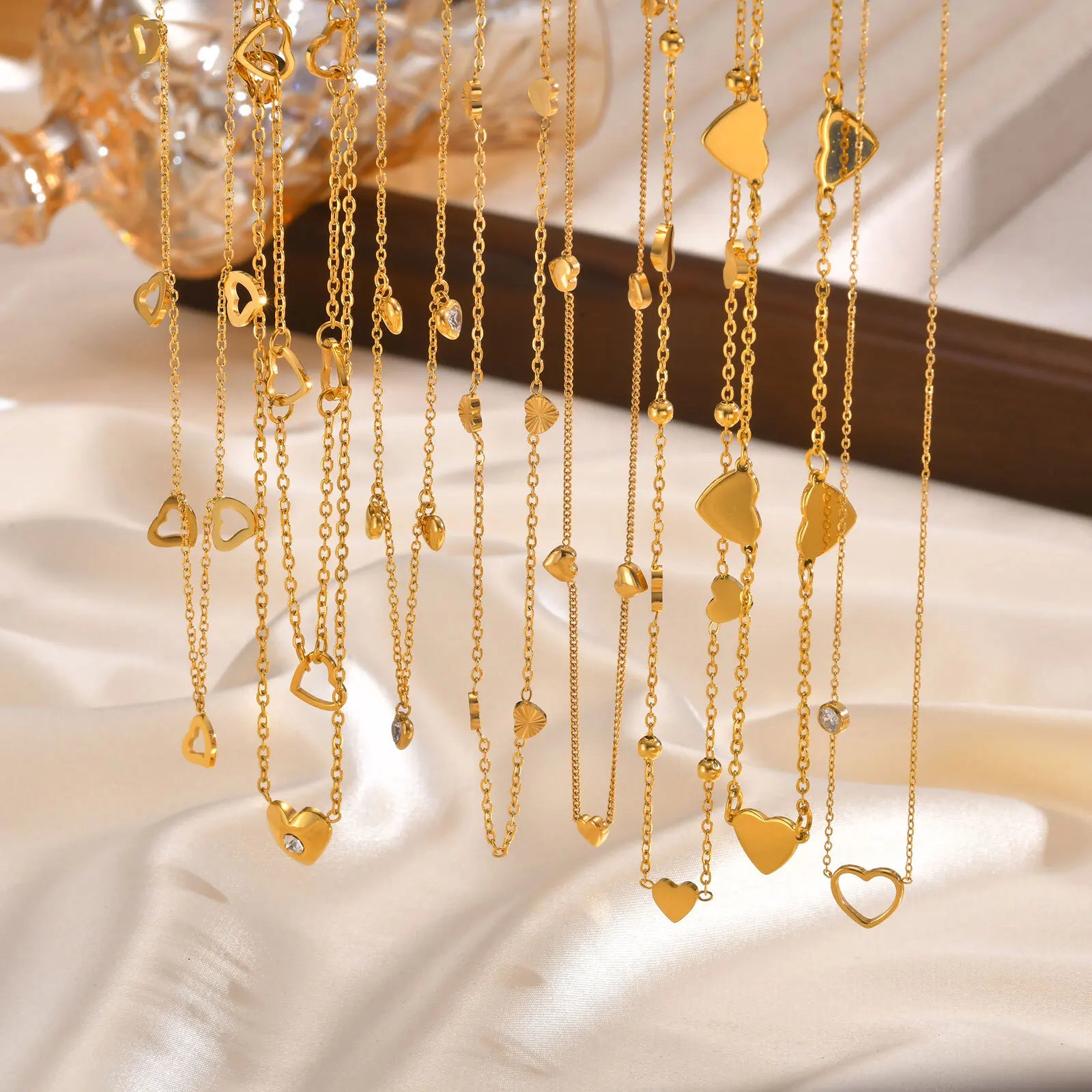 Minimalist Heart Chain Necklace Stackable Women Jewelry