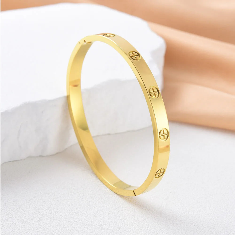 Waterproof Stainless Steel Cross Bangle Bracelet Luxury Women Gift