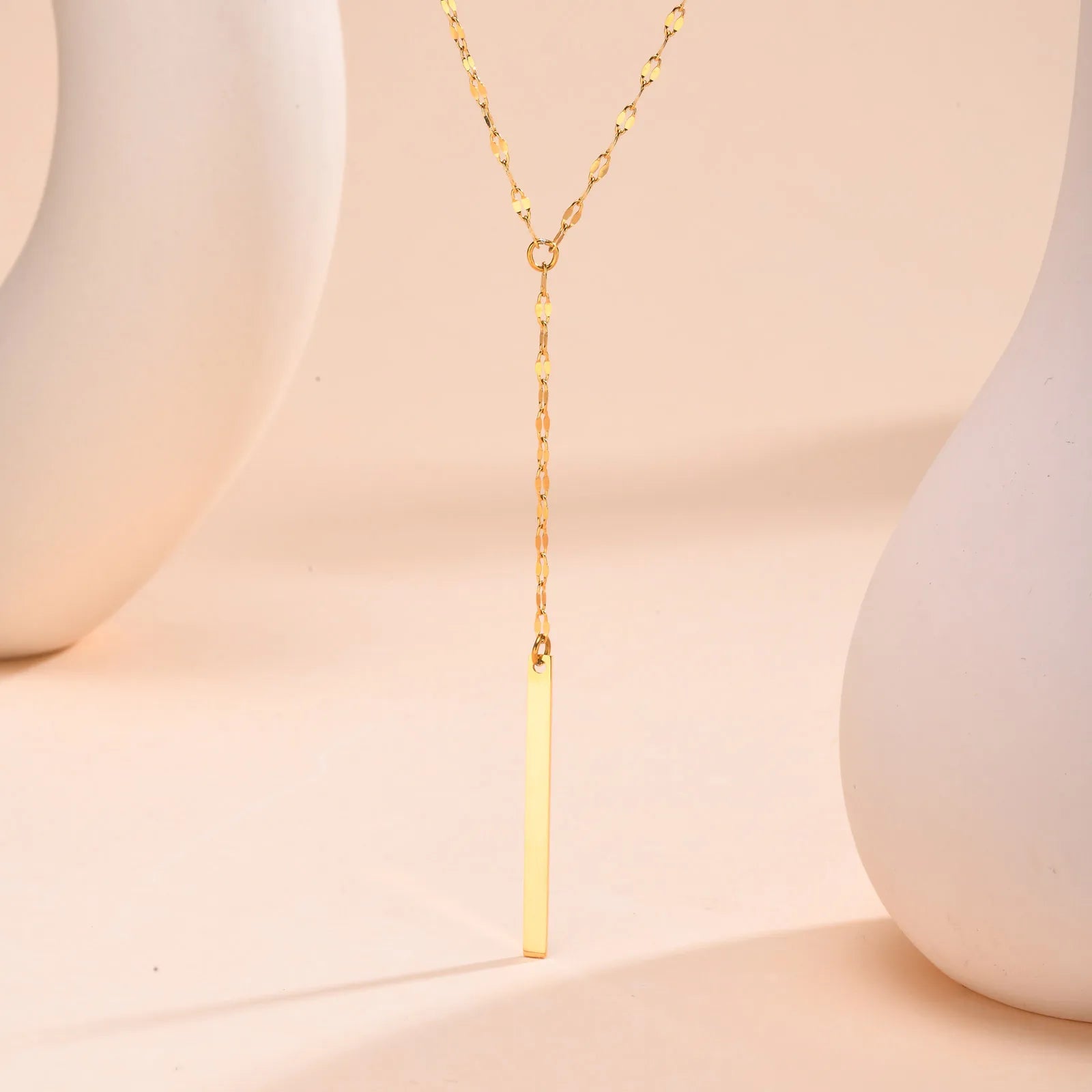 Elegant Y Drop Necklace Bar Pendant Stainless Steel Women