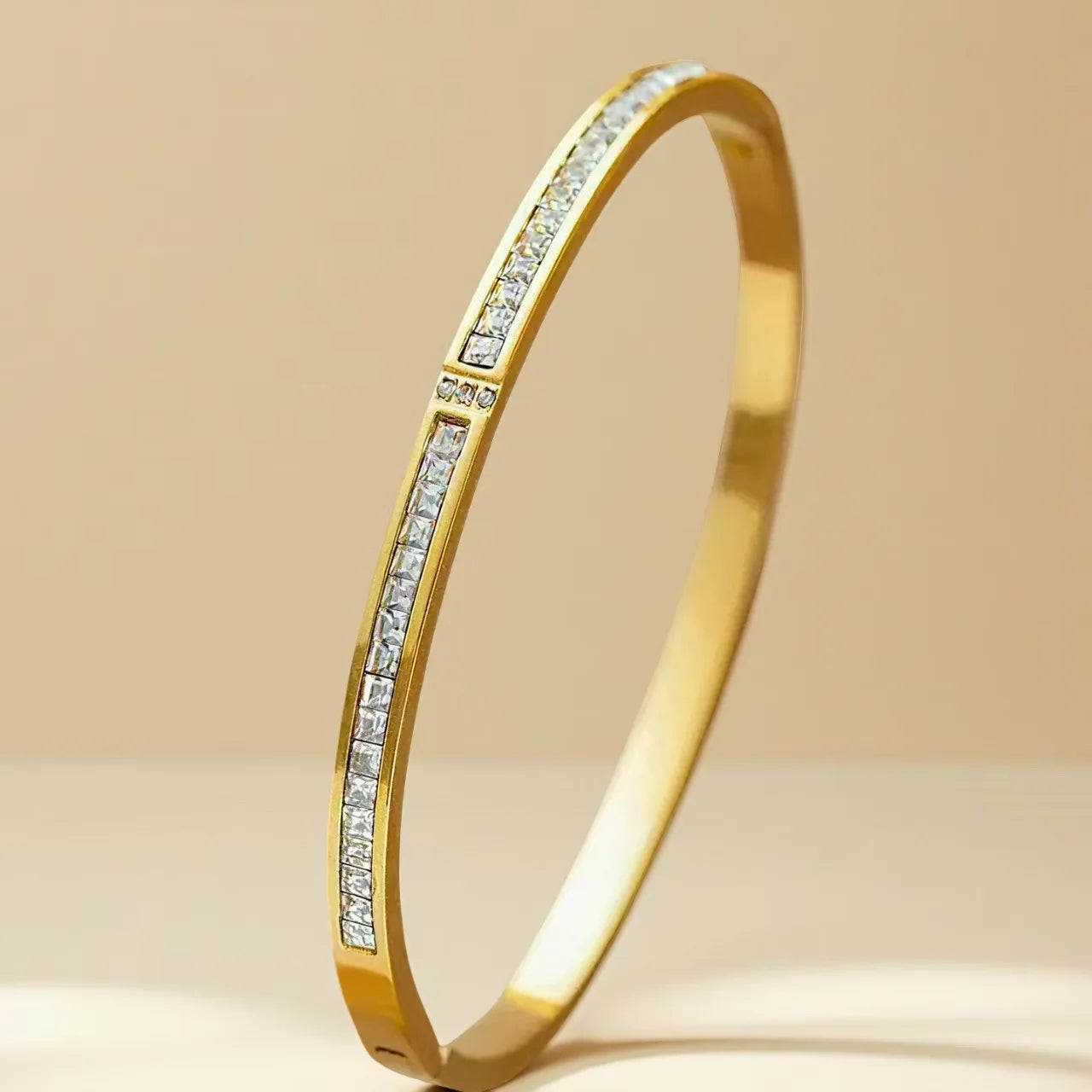 Square Zircon Bracelet Stainless Steel Minimalist Women Jewelry