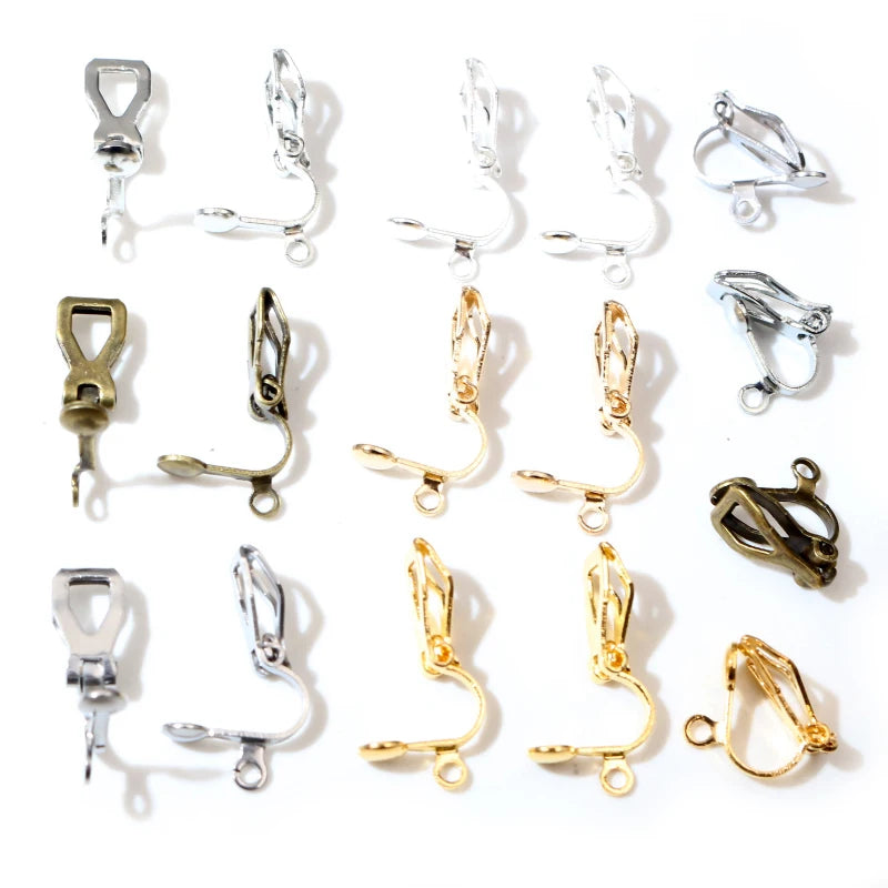 50pcs Plated Ear Clips 6 Colors DIY Earrings Findings Jewelry Parts