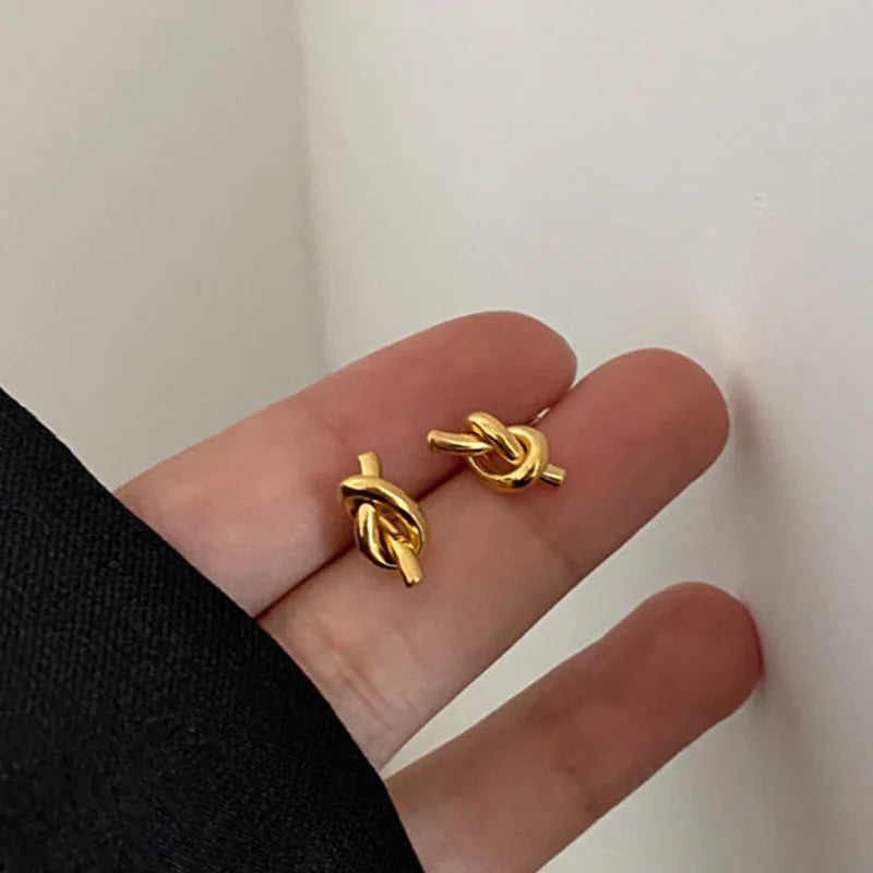Small Knot Earrings Twist Design Elegant Women Jewelry