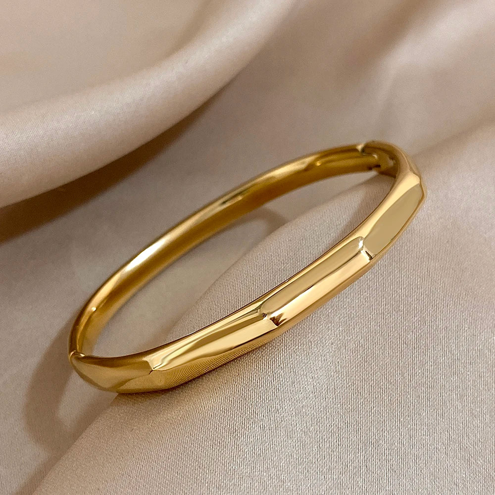 Classic Geometric Gold Bangles Stainless Steel Stackable Bracelet