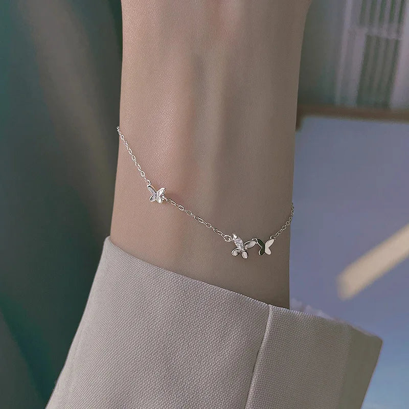 18K Gold Zircon Four Leaf Clover Necklace Stainless Steel Luxury