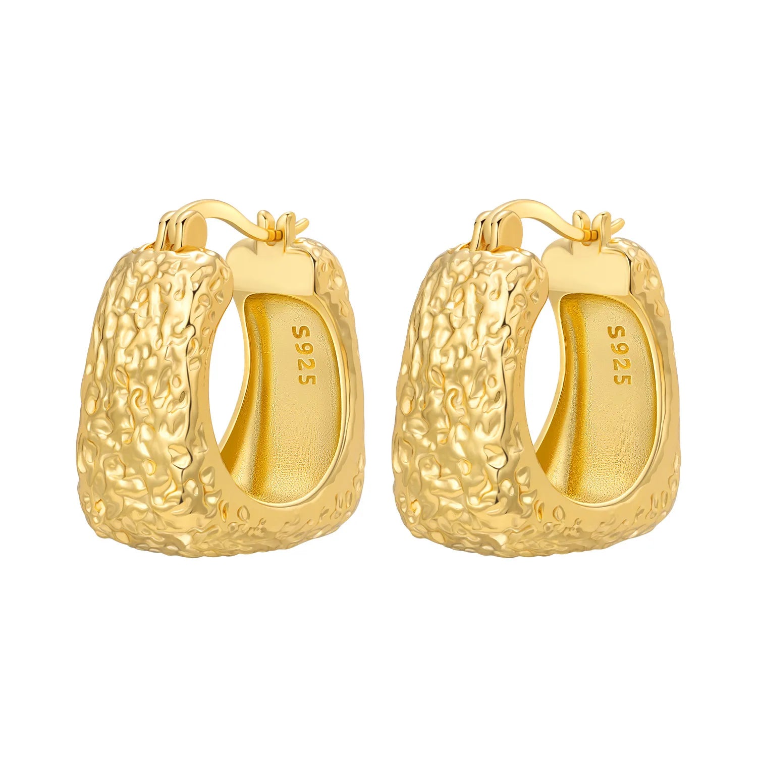 Elegant Square Hoop Earrings 18K Gold S925 Women Jewelry