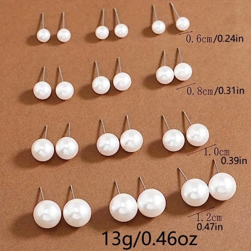 Bohemian Pearl Earrings Set 12 Pairs Geometric Women Jewelry