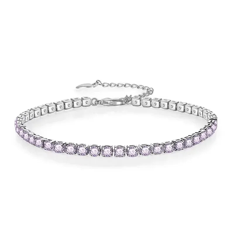 Elegant Silver Tennis Bracelet Sparkling Zircon Wedding Jewelry
