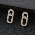 Oval Dangle Earrings Paperclip CZ Pendant Elegant Women Jewelry