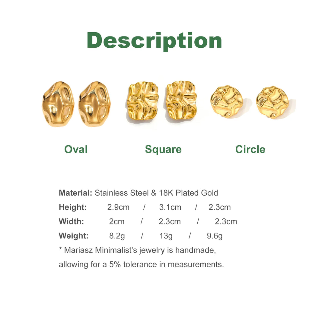 Minimalist Square Earrings Irregular Design Women Jewelry