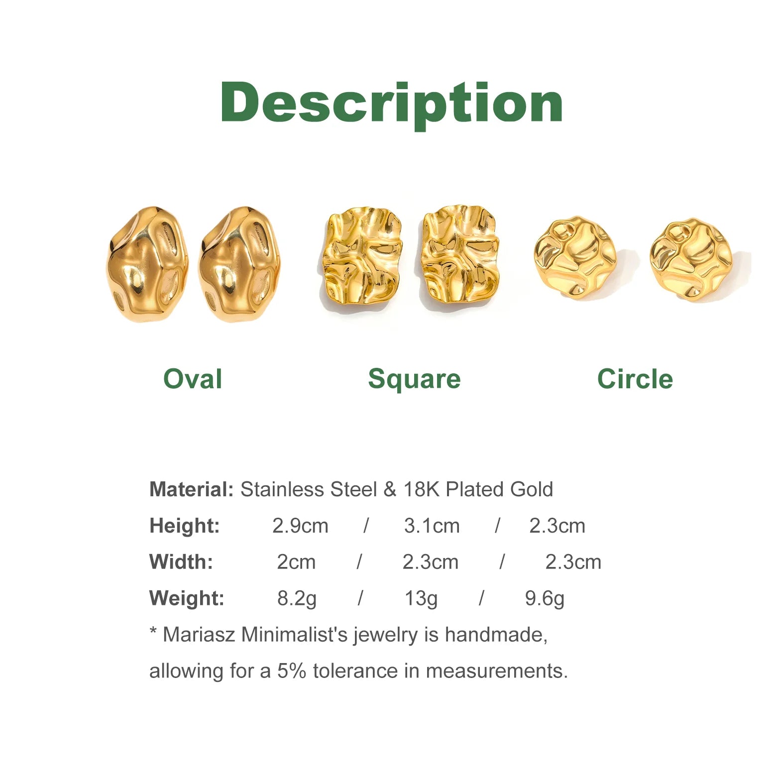 Minimalist Square Earrings Irregular Design Women Jewelry
