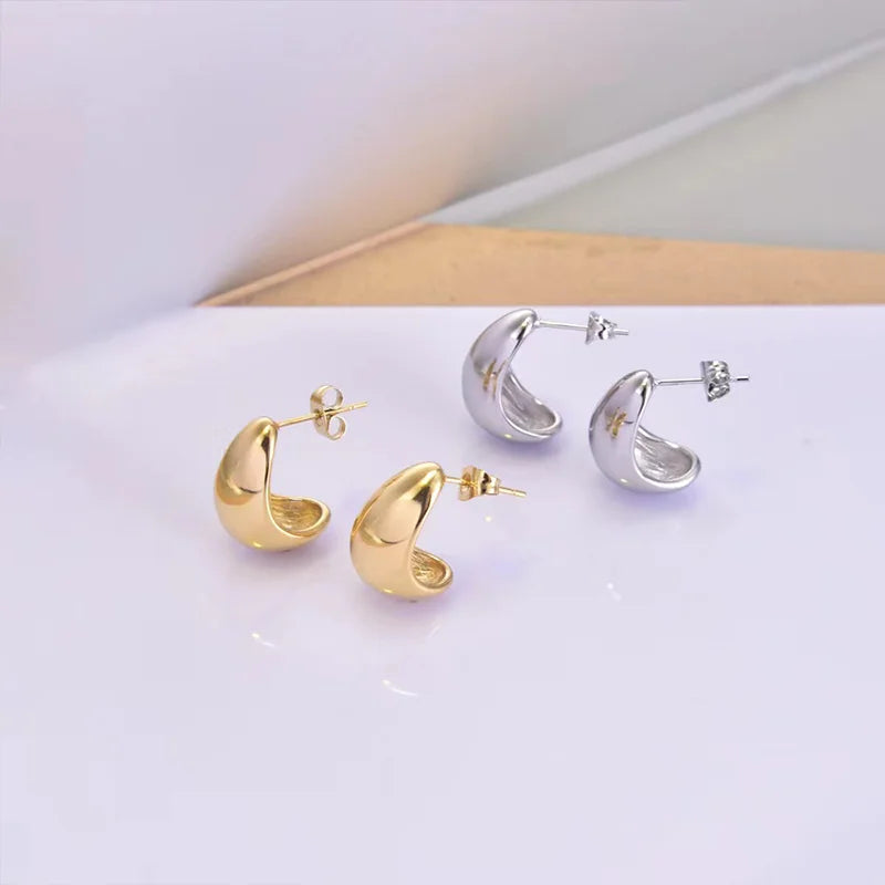 Minimalist Water Drop Bean Earrings 925 Silver Needle Luxury Women