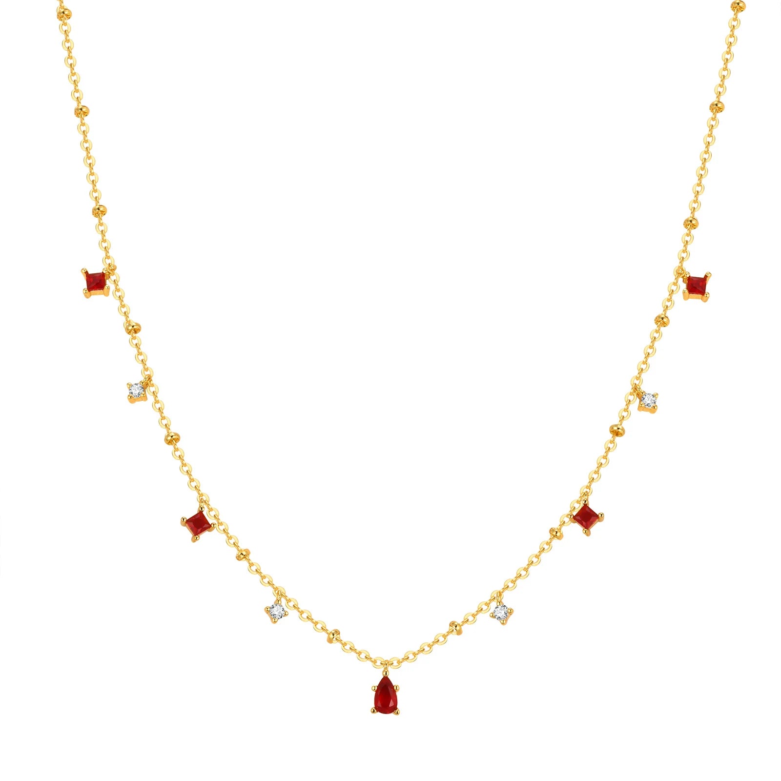 Elegant Clear Stone Necklace Gold Plated Women Jewelry