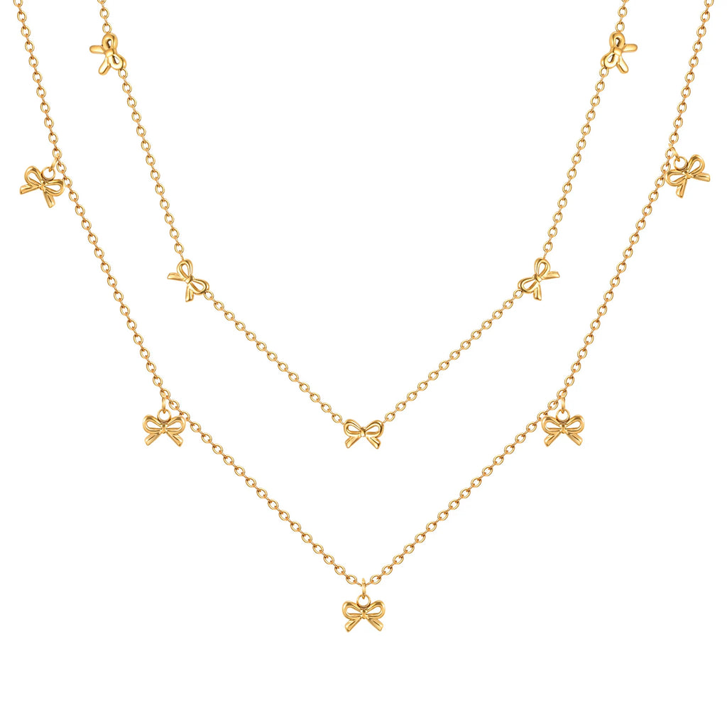 Elegant Bowknot Necklace Choker Thin Chain Women Jewelry