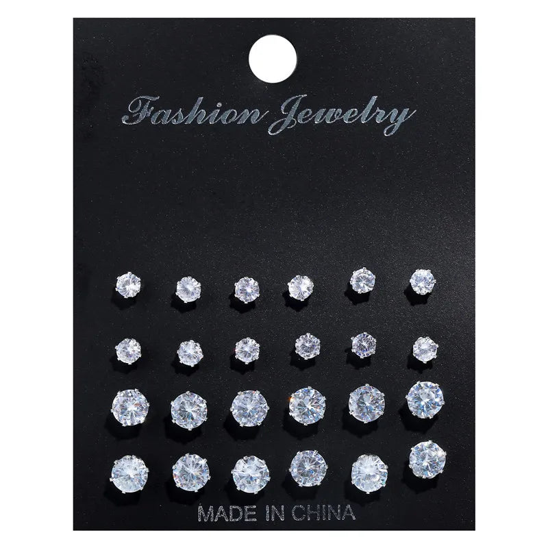 Bohemian Pearl Earrings Set 12 Pairs Geometric Women Jewelry