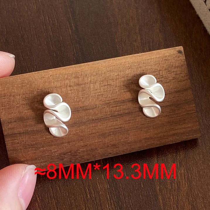 Minimalist Twisted Flower Stud Earrings 925 Silver Gold Accent