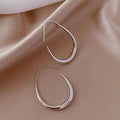 925 Silver Gold Ellipse Hoop Earrings Luxury Wedding Women Jewelry