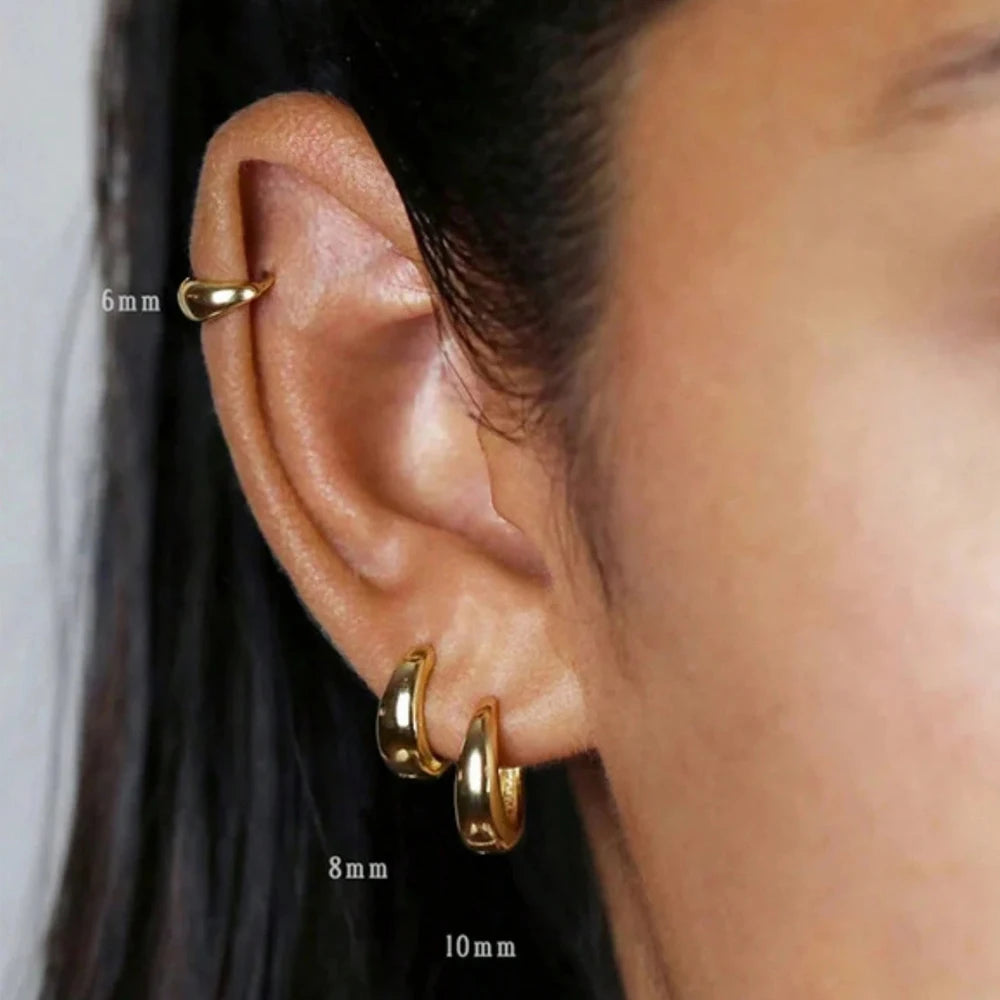 Chunky Gold Hoop Earrings Stainless Steel Minimalist Women Trend