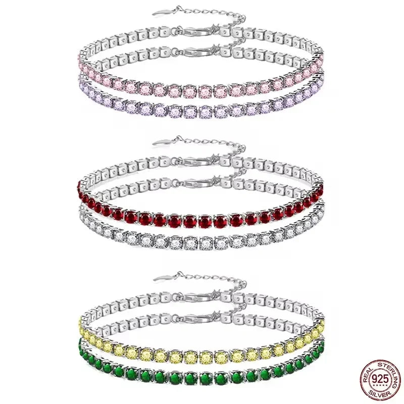 Elegant Silver Tennis Bracelet Sparkling Zircon Wedding Jewelry