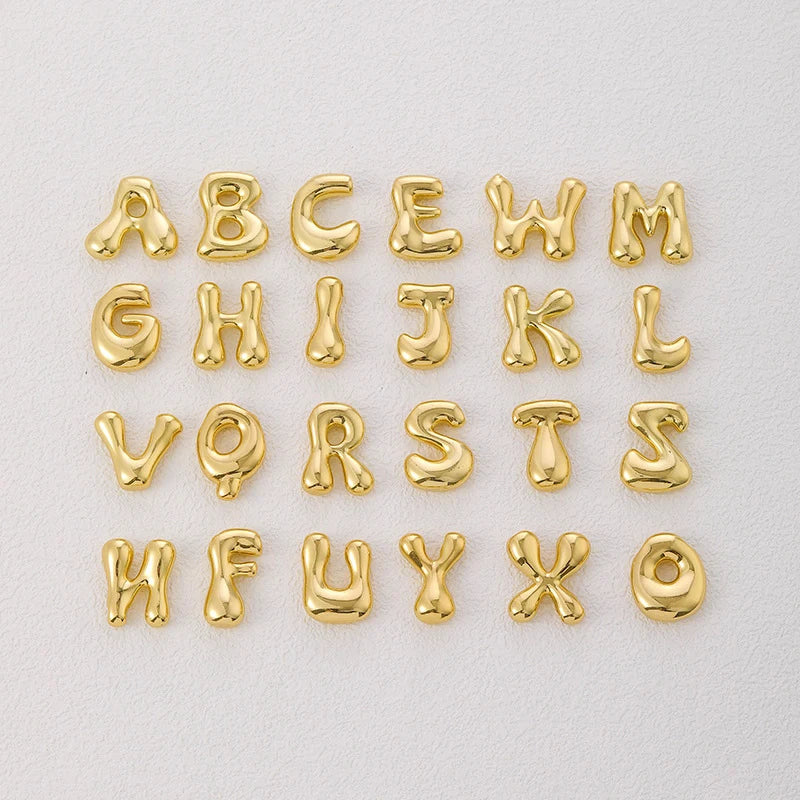 Trendy Bubble Letter Necklace Gold Initial Pendant Women