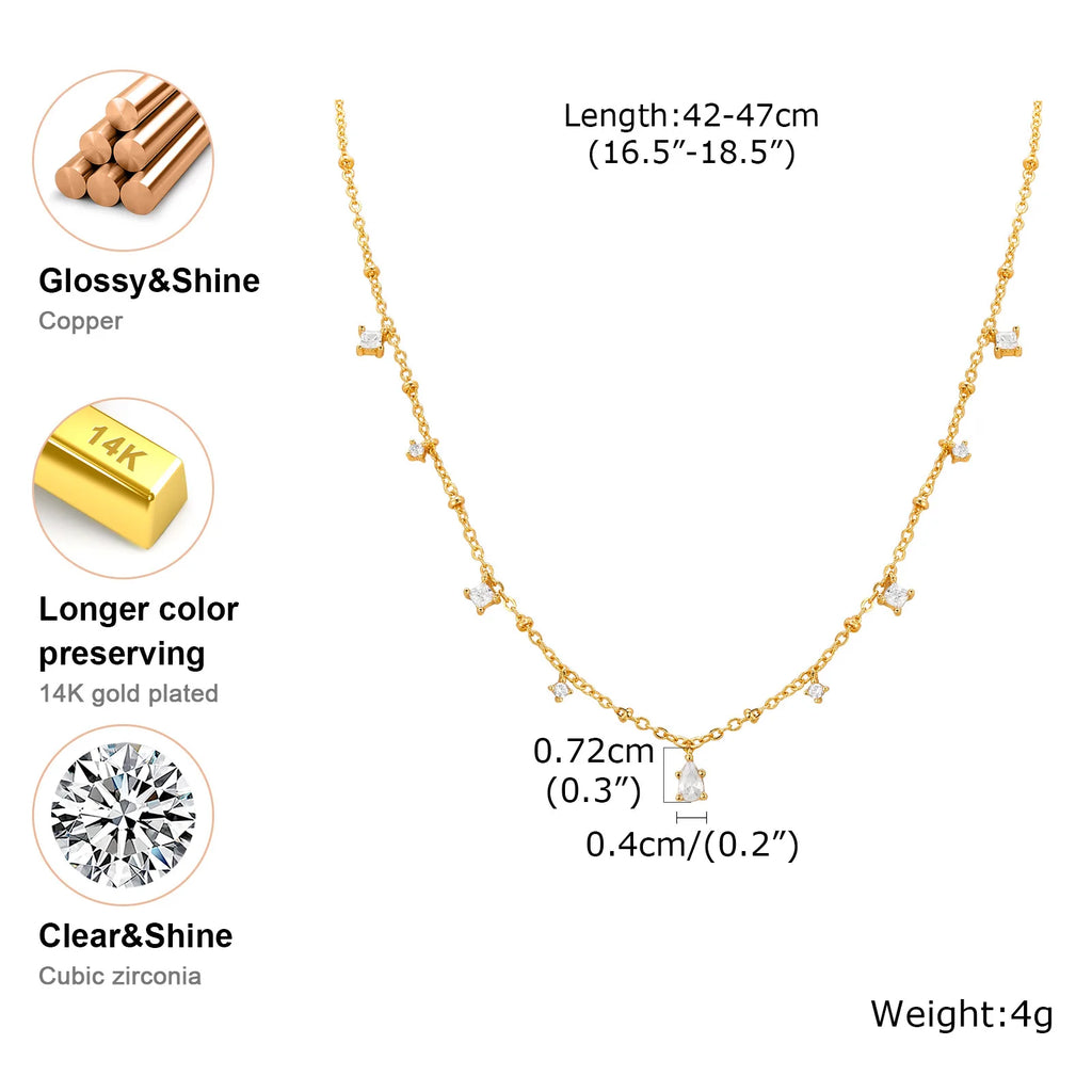 Elegant Clear Stone Necklace Gold Plated Women Jewelry