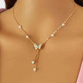Delicate Butterfly Pendant Necklace with Tassel Elegant Design