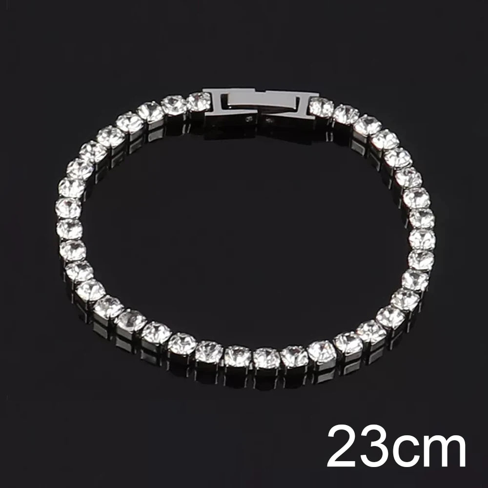 Modern 4mm Tennis Bracelet Stainless Steel Zircon Luxury Design