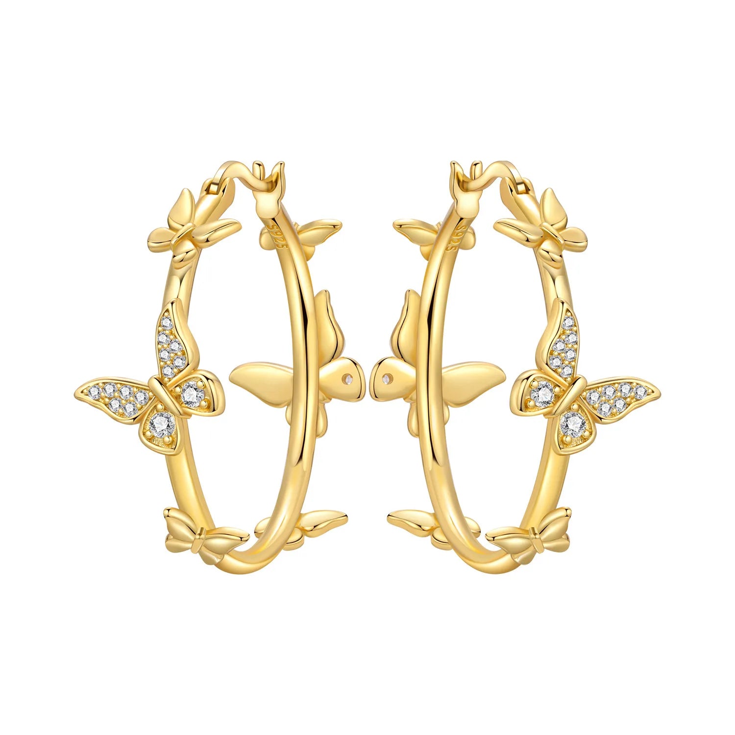 Elegant Square Hoop Earrings 18K Gold S925 Women Jewelry