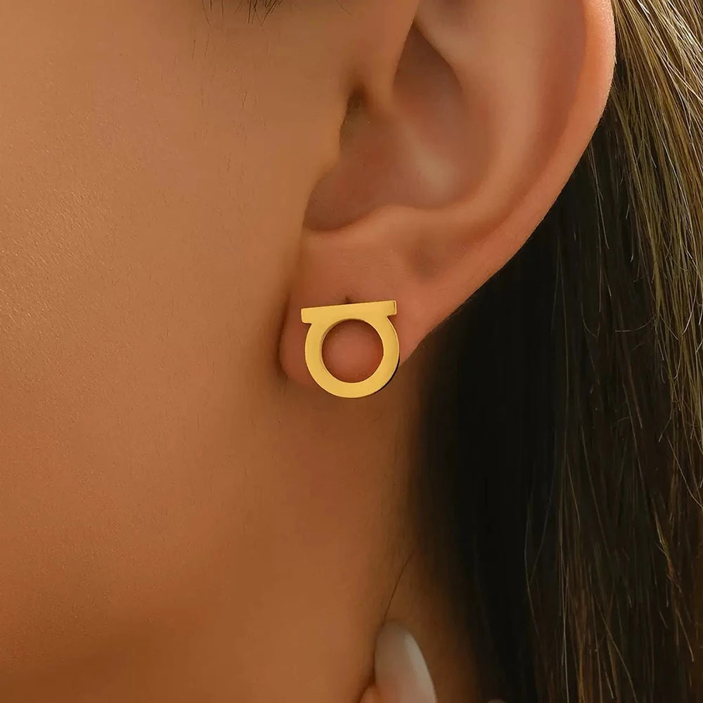 Elegant Initial D Earrings Simple Stainless Steel Fashion Women