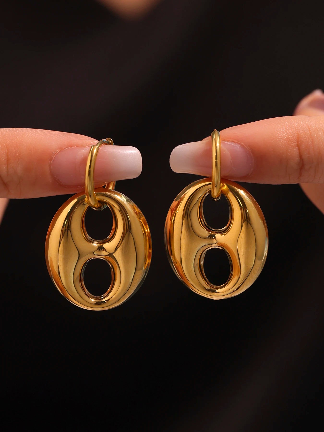 Modern Dangle Earrings Gold Plated Stainless Steel Waterproof