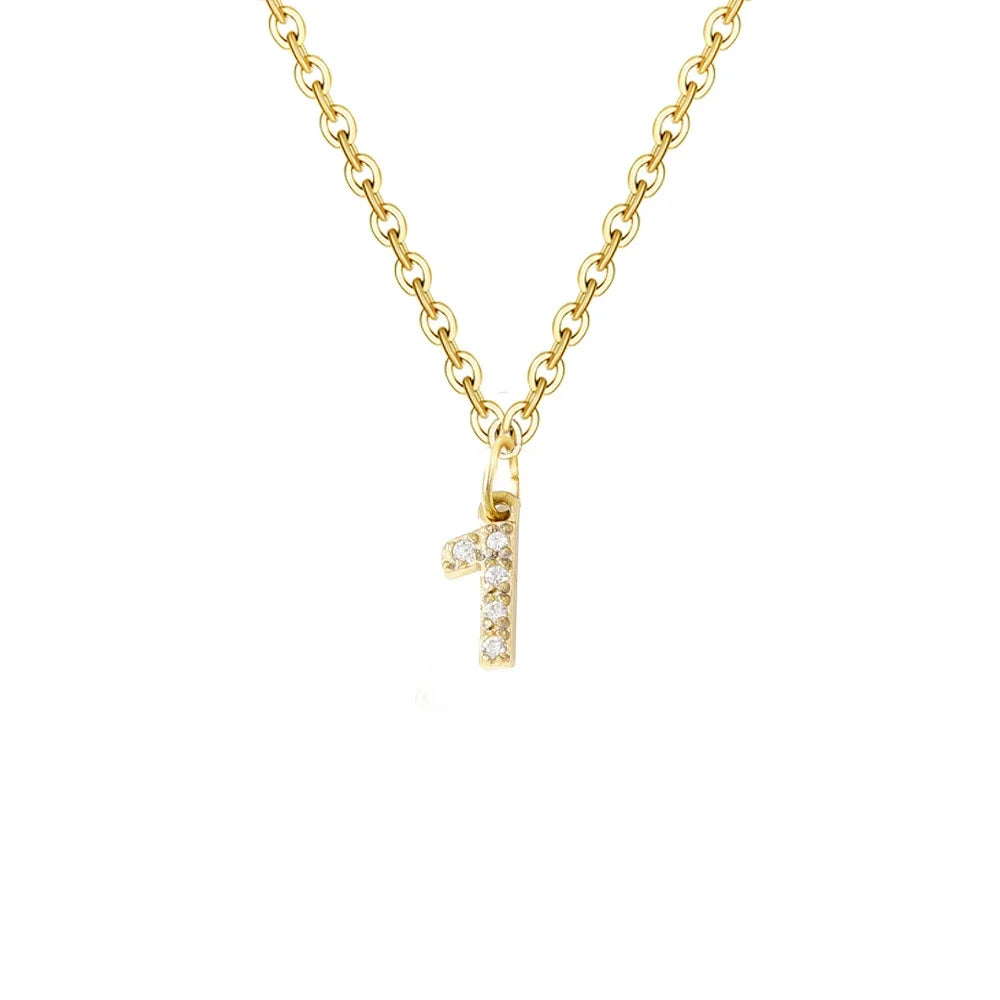 Gold Zircon Initial Necklace A-Z Stainless Steel Letter Pendant Women