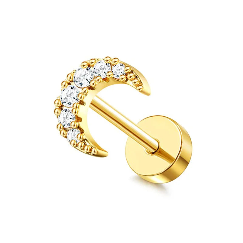 Surgical Steel Flat Back Cartilage Stud Earring Butterfly Flower