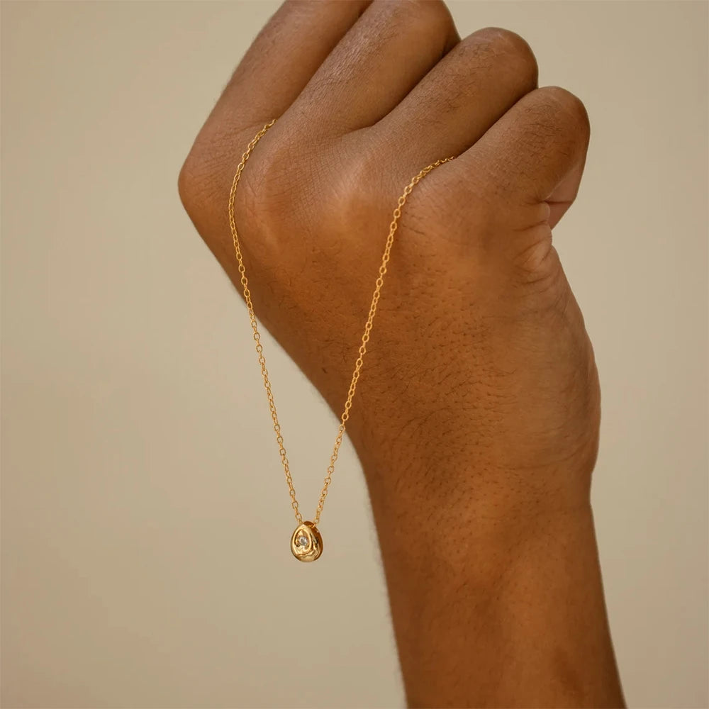 Elegant Water Drop Necklace Gold Plated Stainless Steel Women