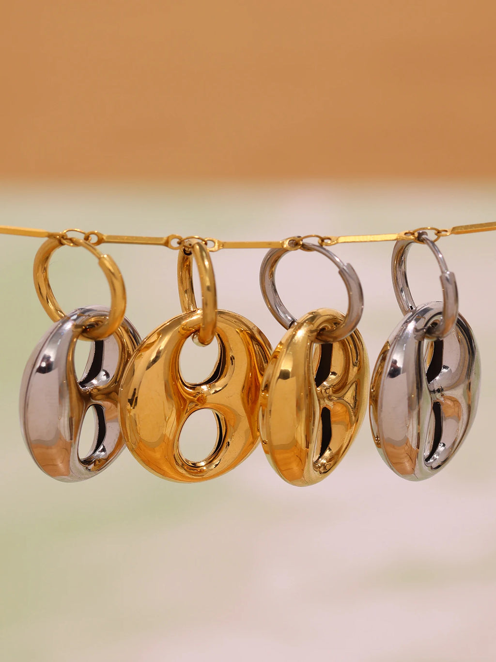 Modern Dangle Earrings Gold Plated Stainless Steel Waterproof