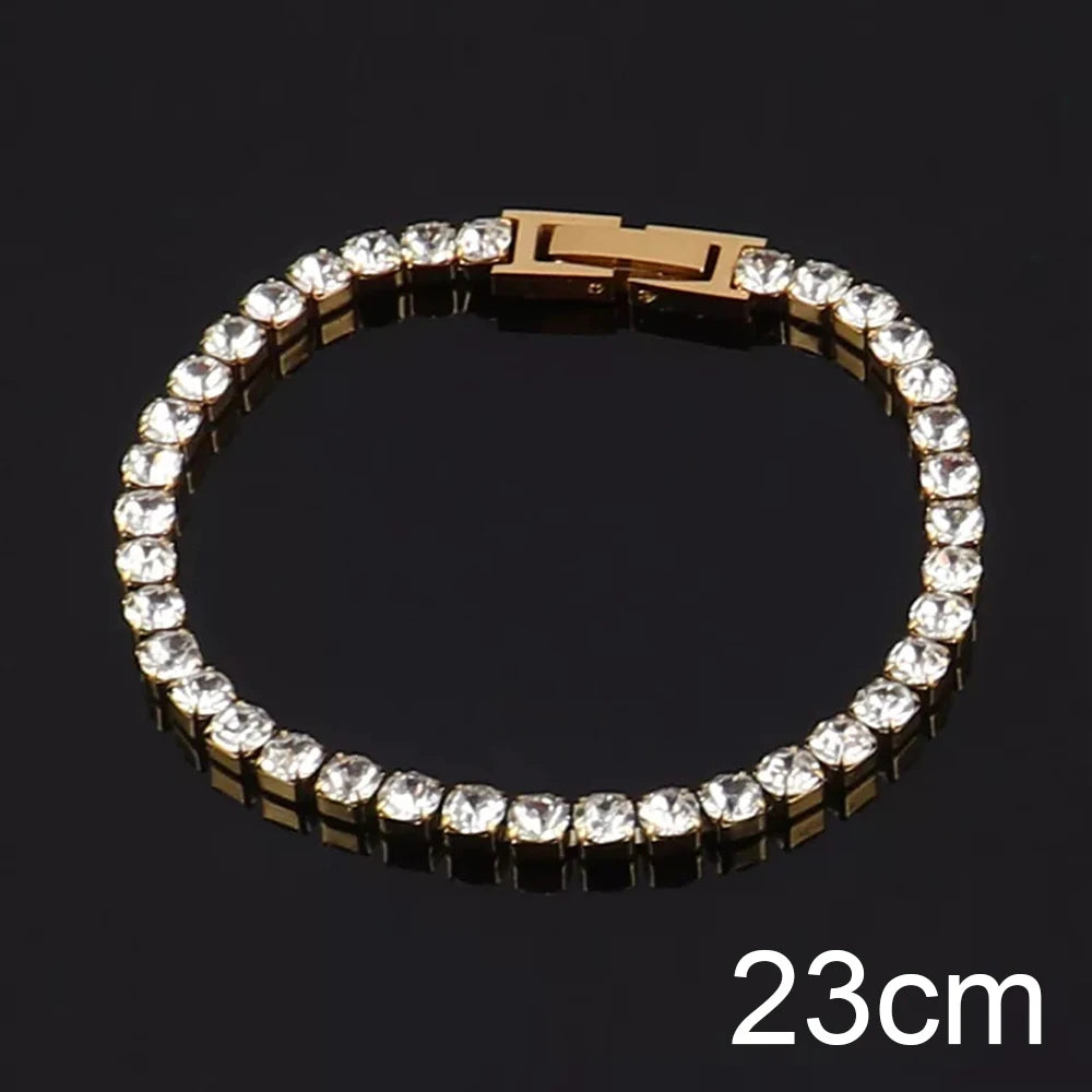 Modern 4mm Tennis Bracelet Stainless Steel Zircon Luxury Design