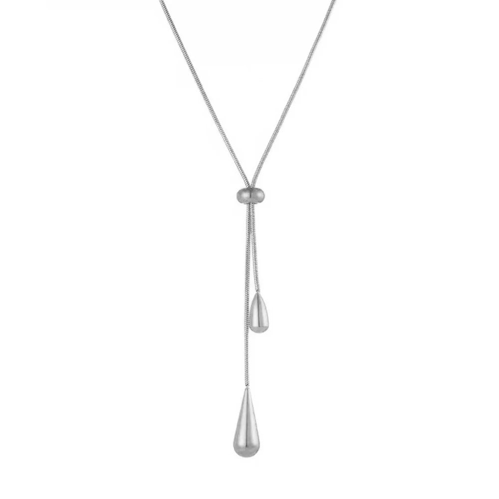 Elegant Water Drop Necklace Adjustable Tassel Chain Women