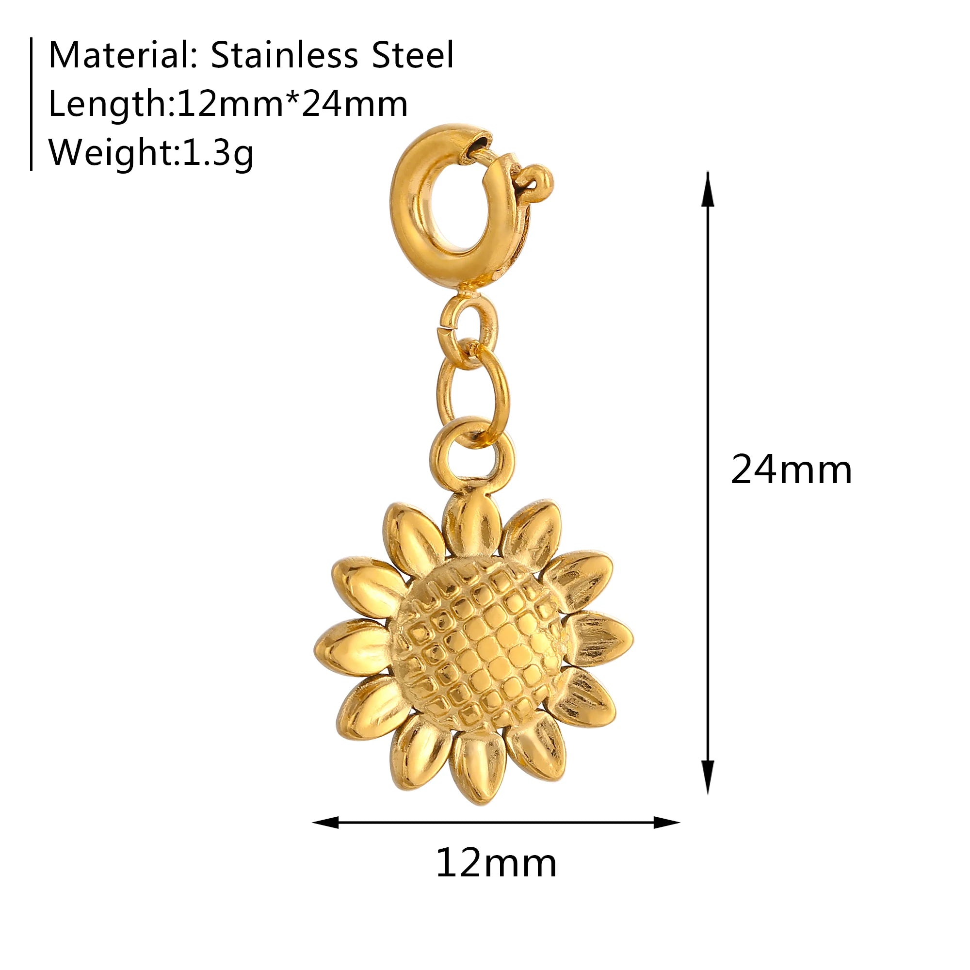 18K Gold Plated Charm Pendants Set Fish Bear Sun Butterfly DIY Jewelry